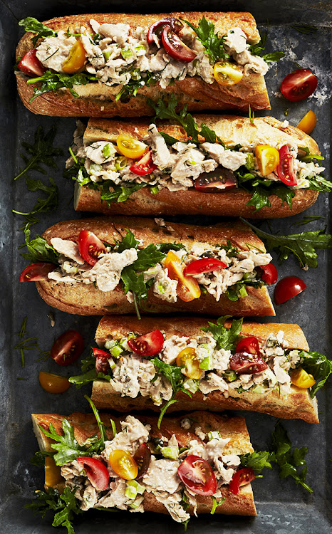 Good Catch's plant-based tuna in a sandwich roll.