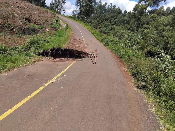 A section of Kimandi Wanyaga road that has also been affected by rains in Murang'a.