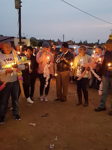 Eldorado Park‚ Extension 2 community members held a candle light memorial for Four-year-old Shaynice Talla, who was murdered and thrown into a drain Picture: Alex Patrick