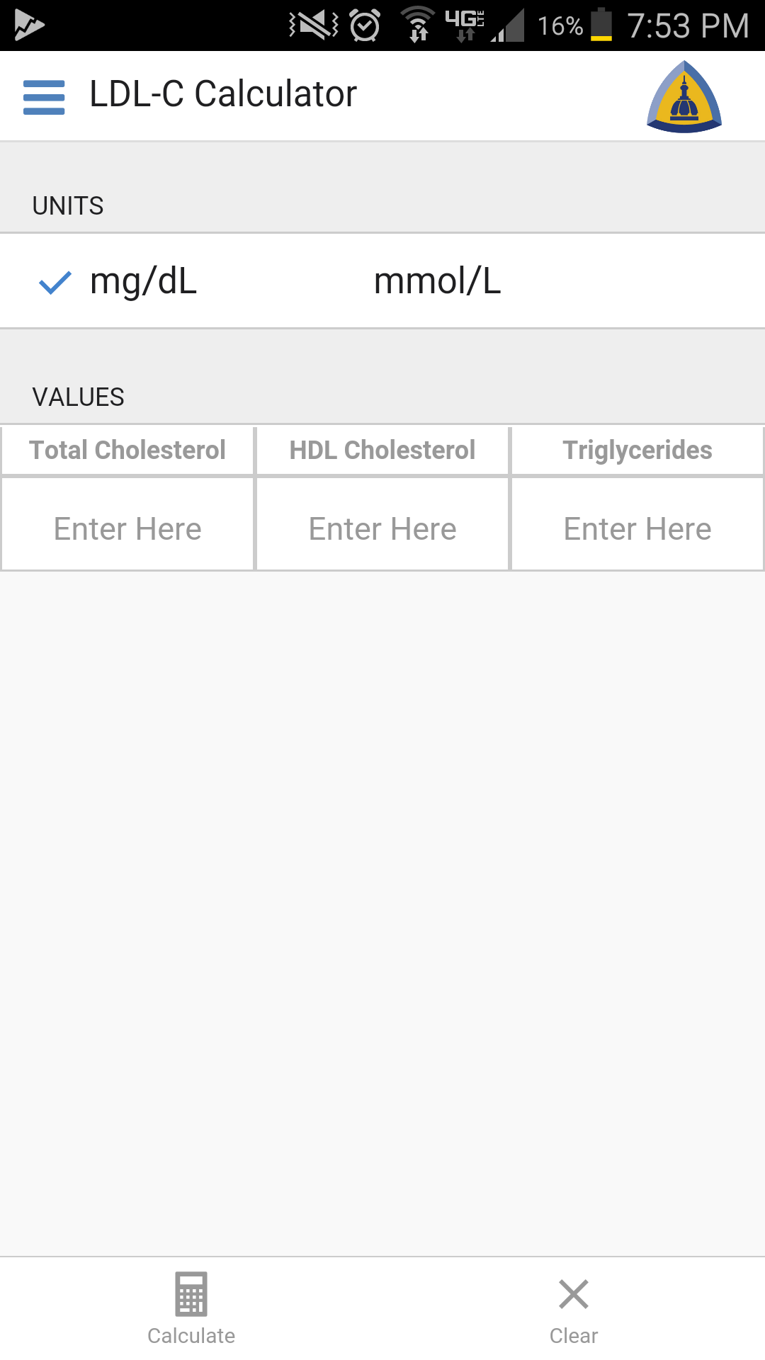 Android application LDL Cholesterol Calculator screenshort