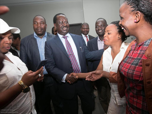 ODM leader Raila Odinga when he attended a breakfast meeting hosted by the Gema Business Community who pledged their support for the Building Bridges initiative, May 11, 2018. /EVANS OUMA