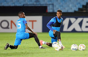 Mamelodi Sundowns midfielders Themba Zwane and Thembinkosi Lorch during their training session at Loftus to prepare for the CAF Champions League semifinal second leg against Esperance.
