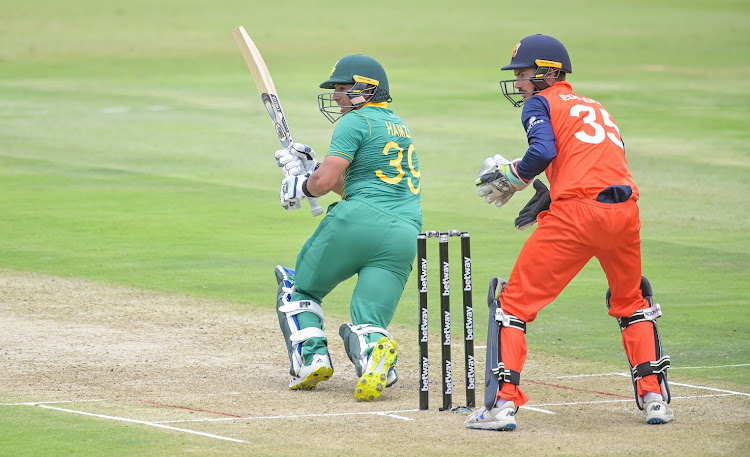 Zubayr Hamza of South Africa bats in the first ODI match against the Netherlands at SuperSport Park in Centurion on November 26 2021.