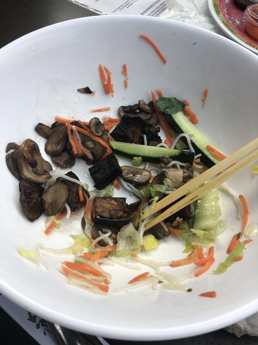 POST meal...a delicious veggie bowl on vermicilli noodles. They removed the sauce for me because I don’t eat garlic or onion. There was no lack of flavor though!