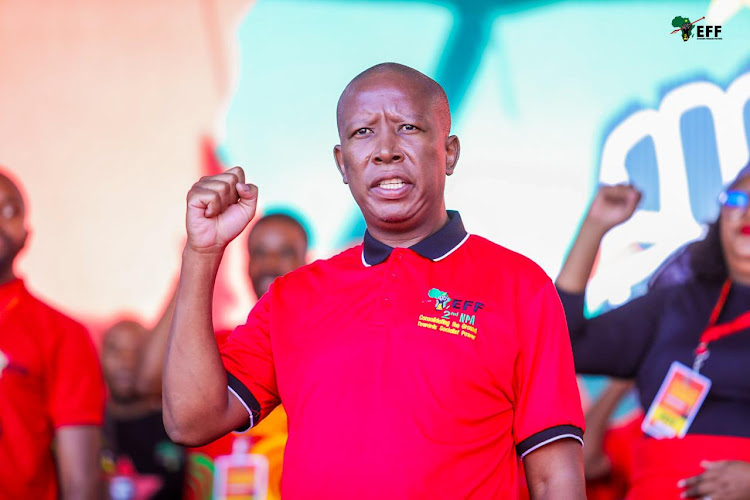EFF leader Julius Malema speaks to hundreds of supporters in East London during a party manifesto launch.