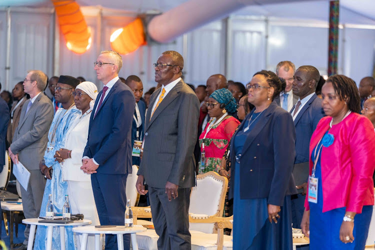 FROM L to R: German Ambassador to Kenya Sebastian Groth, ICT and Digital Economy CS Eliud Owalo, CJ Martha Koome and , Information and Innovation, Data Commissioner Immaculate Kassait at the Network of African Data Protection Authorities (NADPA-RAPDP) Annual General Meeting (AGM).