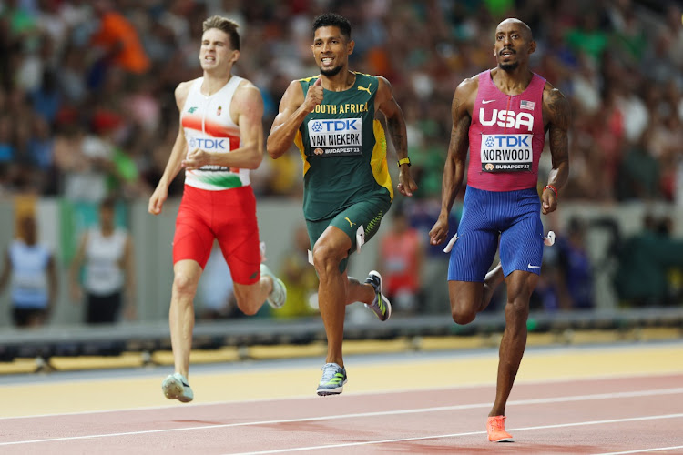 Wayde van Niekerk in action in the men's 400m semifinals at the World Championships in Budapest on Tuesday. Picture: PATRICK SMITH/GETTY IMAGES