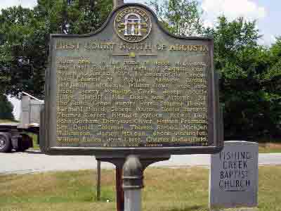 Near here, in the home of Jacob McLendon, the first Court held north of Augusta convened August 25, 1779, by order of the Executive Council of Georgia. Absalom Bedell, Benjamin Catchings, William...