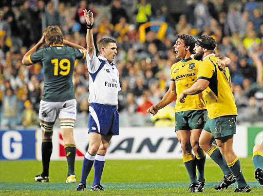 BLINDSIDED: The Springboks felt aggrieved that referee George Clancy failed to penalise the Wallabies for the nefarious tactics they used to break up South Africa's much-vaunted maul