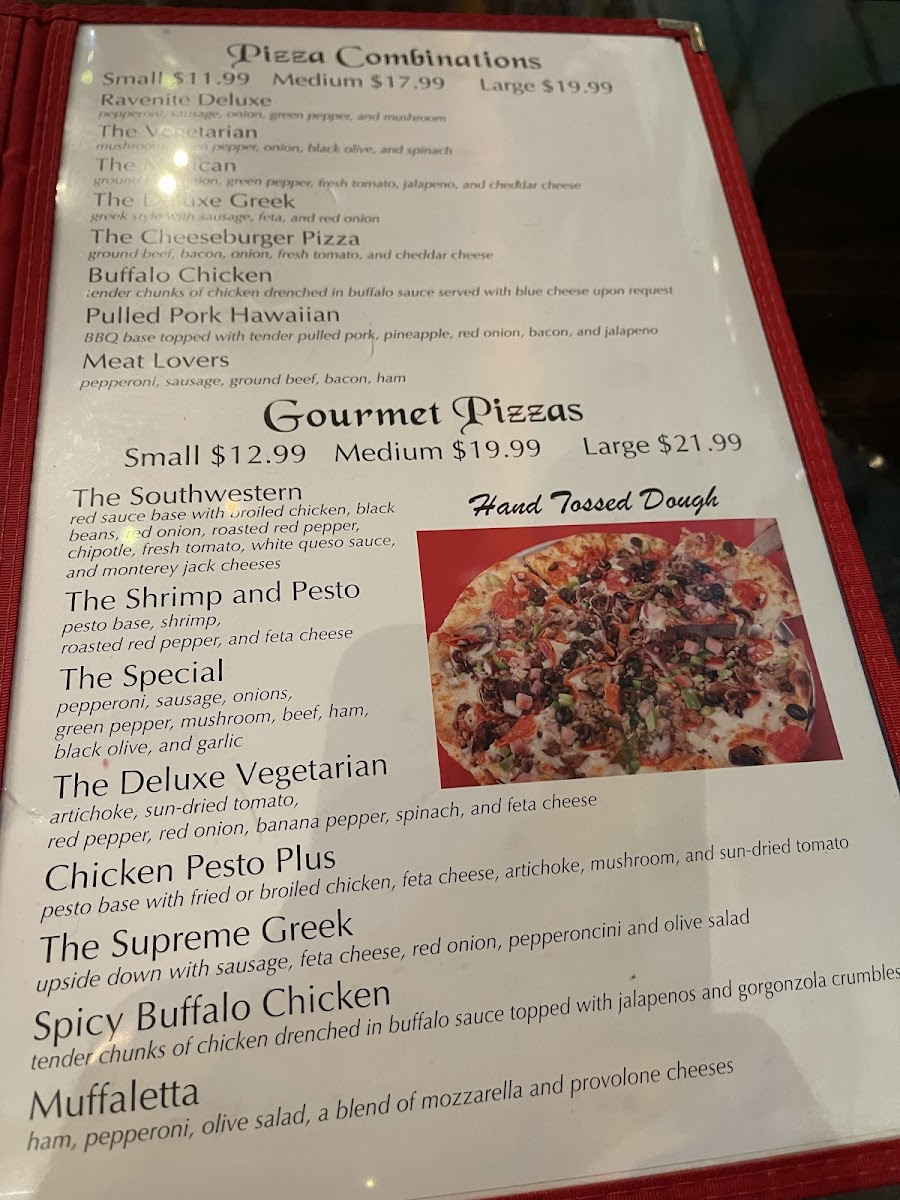 The Ravenite Pizzeria gluten-free menu