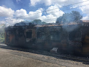 The remains of the train that was set on fire in Firgrove, near Somerset West on September 28 2018