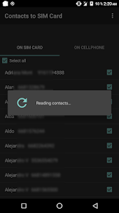 Contacts to SIM Card - Manage your contacts Screenshot