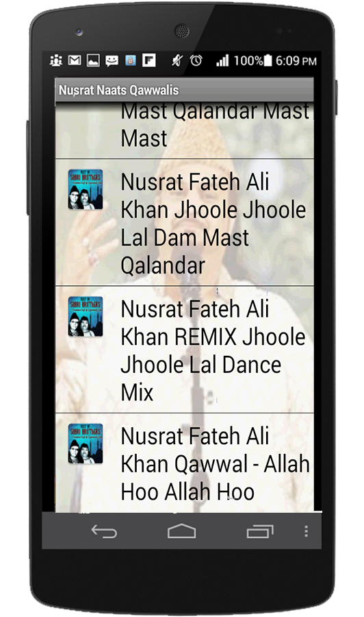 Android application Famous Nusrat Naats/Qawwali screenshort