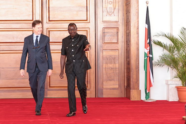 President William Ruto with Sir Nick Clegg, the president, Global Affairs at Meta at State House, Nairobi on March 18, 2024.