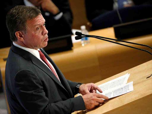 King Abdullah II of Jordan speaks during a highlevel meeting on refugees on the sidelines of the UN General Assembly in New York on September 20 / REUTERS /BRENDAN MCDERMID