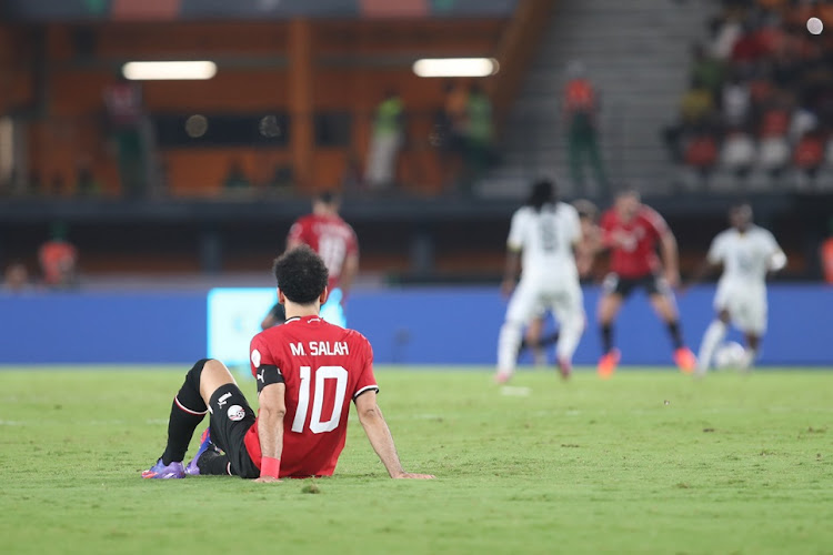 Egypt captain Mohamed Salah reacts in pain during their Africa Cup of Nations match against Ghana held at Felix Houphouet Boigny Stadium in Abidjan.