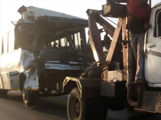 The wreckage of the bus that was involved in an accident on Friday Morning November 24. PHOTO/ AMOS KERICH