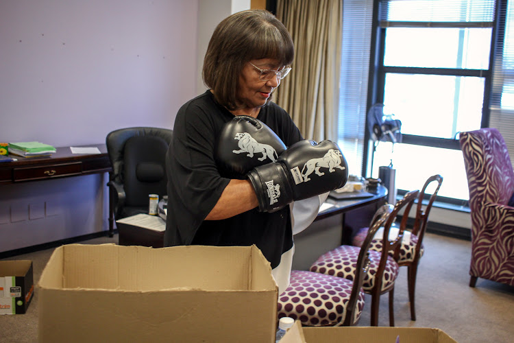 During her move from office then Cape Town mayor Patricia de Lille found a pair of boxing gloves that she may still find useful in the days ahead.