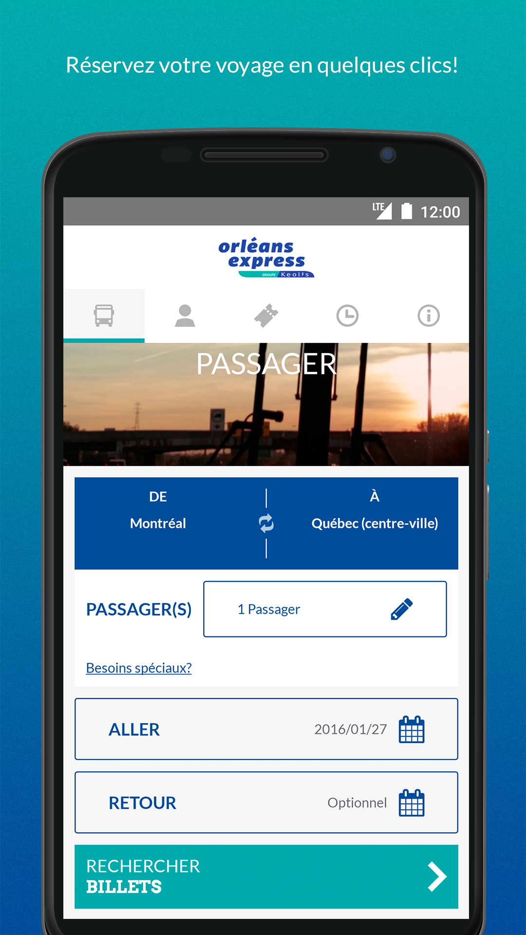 Android application Orléans Express screenshort
