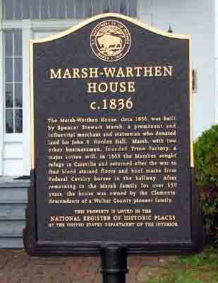 The Marsh-Warthen House, circa 1836, was built by Spencer Stewart Marsh, a prominent and influential merchant and statesman who donated land for John B. Gordon Hall. Marsh, with two other...