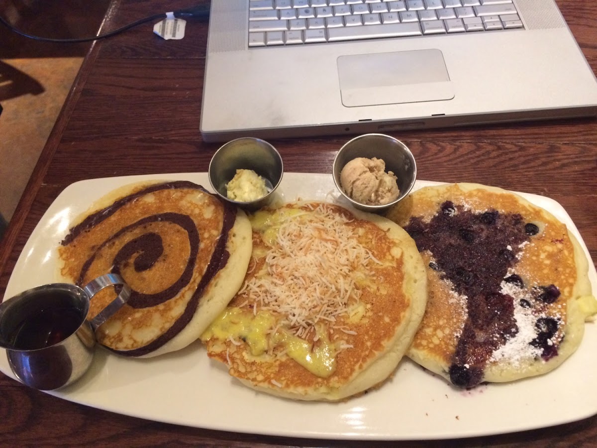 Cinnamon Hawaiian & chocolate chip pancakes!!!  This place is 40 minutes from my house and soooooo worth the drive!!!