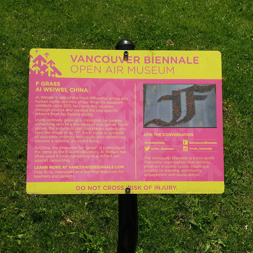 Vancouver Biennale Open Air Museum F Grass Ai Weiwei, China Ai Weiwei is one of the most influential artists and human rights activists of our time. His passport withheld since 2011, he chose this...