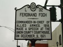 Commander-in-chief of Allied armies, 1918, made a speech at the Union County Courthouse, on December 9, 1921.Plaque via North Carolina Highway Historical Marker Program, and is used with their...