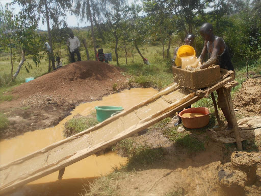 A man working at the Lolgorian Gold mines in Trans Mara West Sub County. FILE