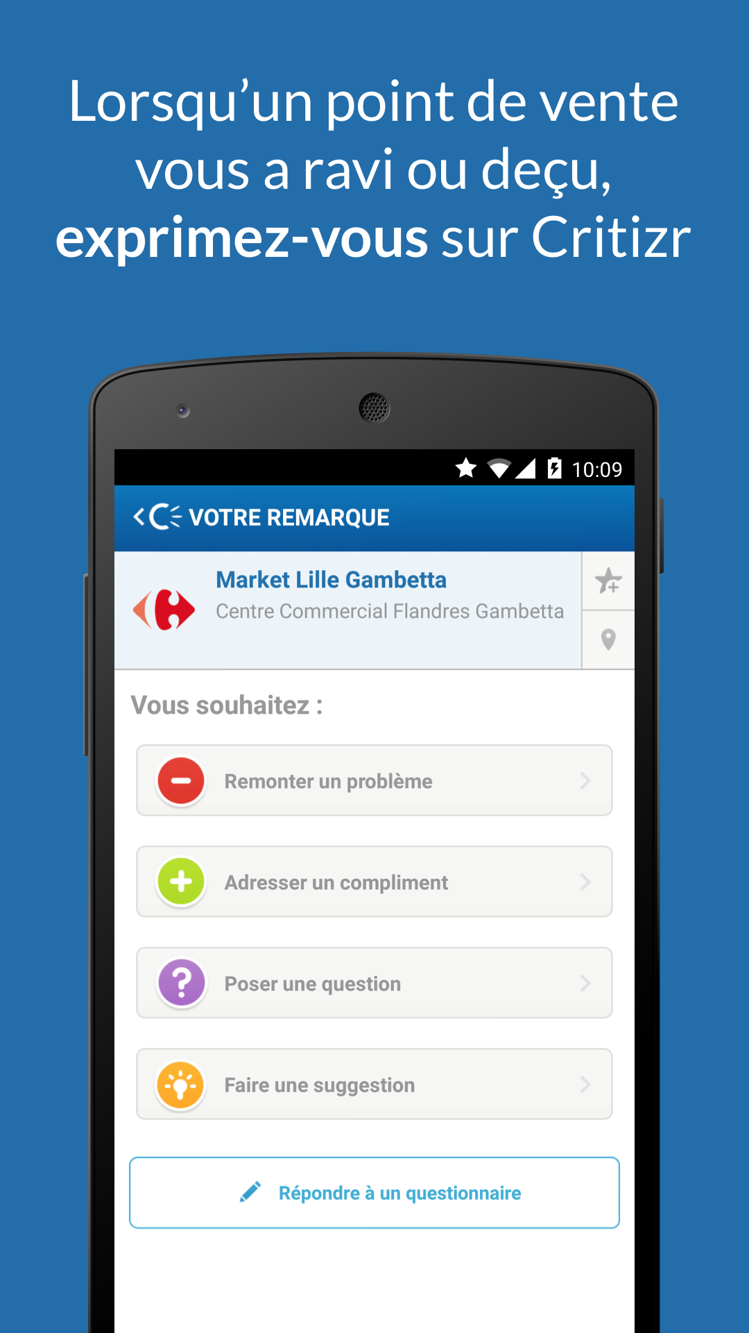 Android application Critizr screenshort