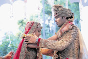 Vega Gupta and Aakash Jahajgarhia at their wedding ceremony at Sun City in 2013.