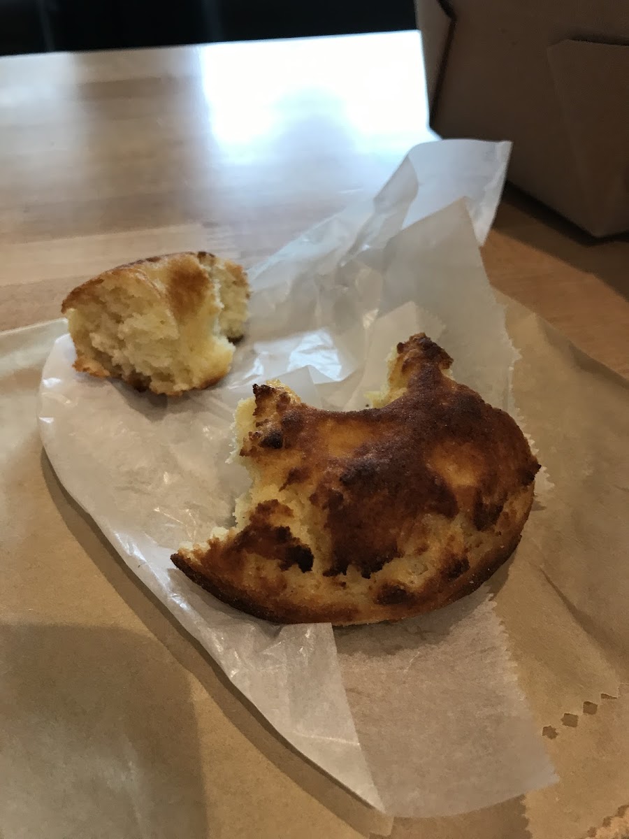 A perfect buttermilk biscuit (yes it’s in a donut shape but no, it’s not a donut). Anyone from the south who has been missing biscuits needs to try one!
