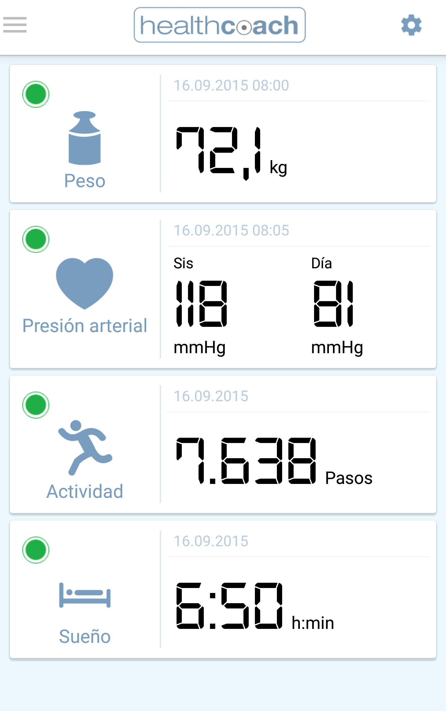 Android application Sanitas HealthCoach screenshort