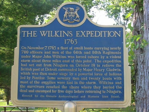 On November 7, 1763 a fleet of small boats carrying nearly 700 officers and men of the 60th and 80th Regiments under Major John Wilkins, was forced ashore by a violent storm about 5 km east of...