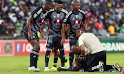 Makhehleni Makhaula of Orlando Pirates collapses during the Nedbank Cup, Last 16 match between Orlando Pirates and Hungry Lions at Orlando Stadium in Soweto.