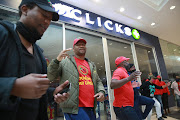 EFF members protesting at Mall of Africa in Midrand were there to make sure the Clicks store did not open for business. 