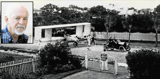 INATING BOOK CAFLYING HIGH: Albert Kimmerling made the first powered flight in South Africa in December 1909 in this biplane, seen here making its way along St Peter’s Road to the Nahoon Racecourse. Inset: The book’s author, Professor Mike Bruton Picture: SUPPLIED