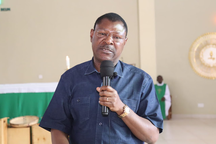 National Assembly Speaker Moses Wetangula speaking during a Sunday Mass Service at the Christ the King Catholic Church in Kanduyi. February 5, 2023
