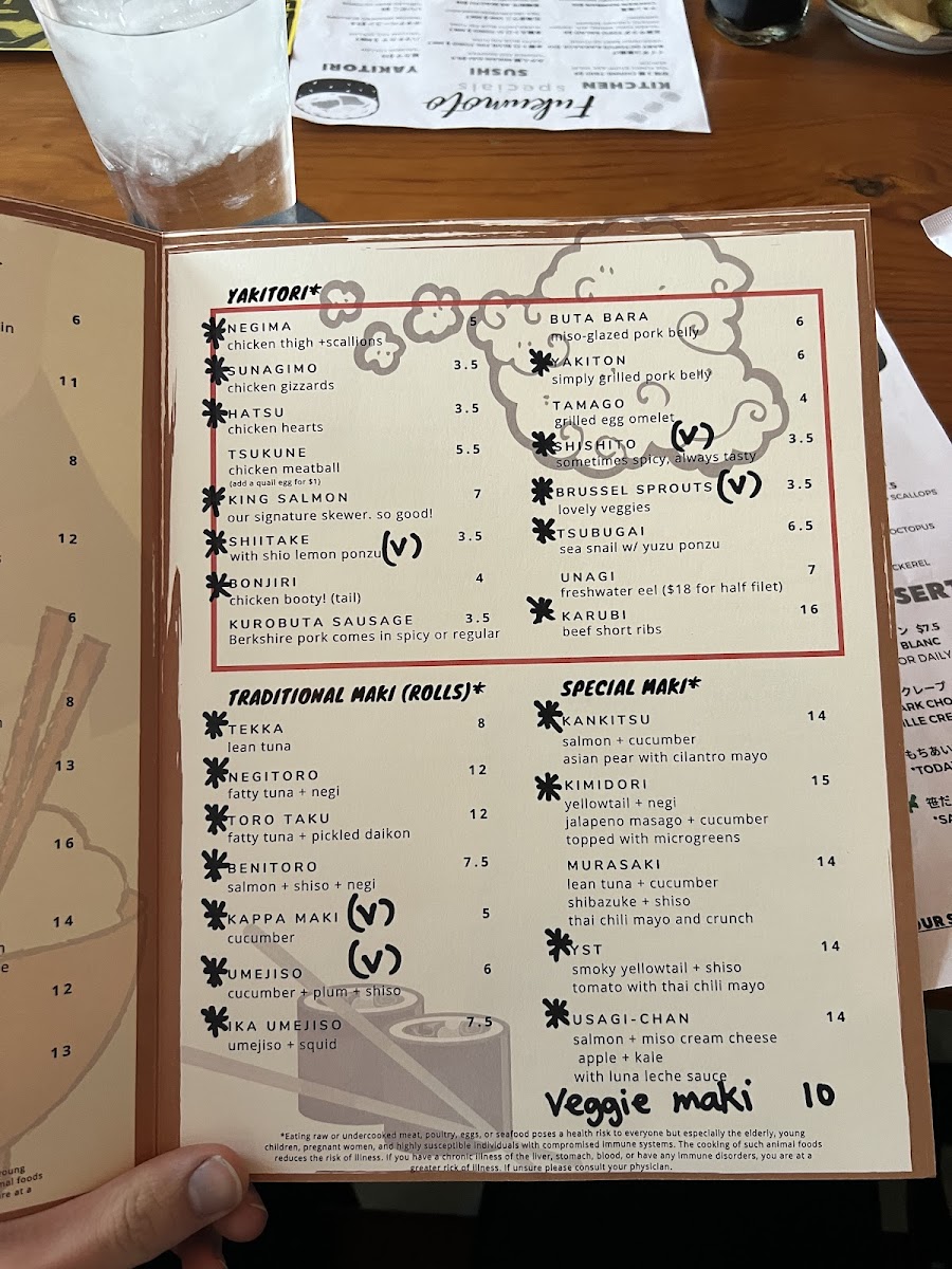 Fukumoto Sushi & Yakitori Izakaya gluten-free menu