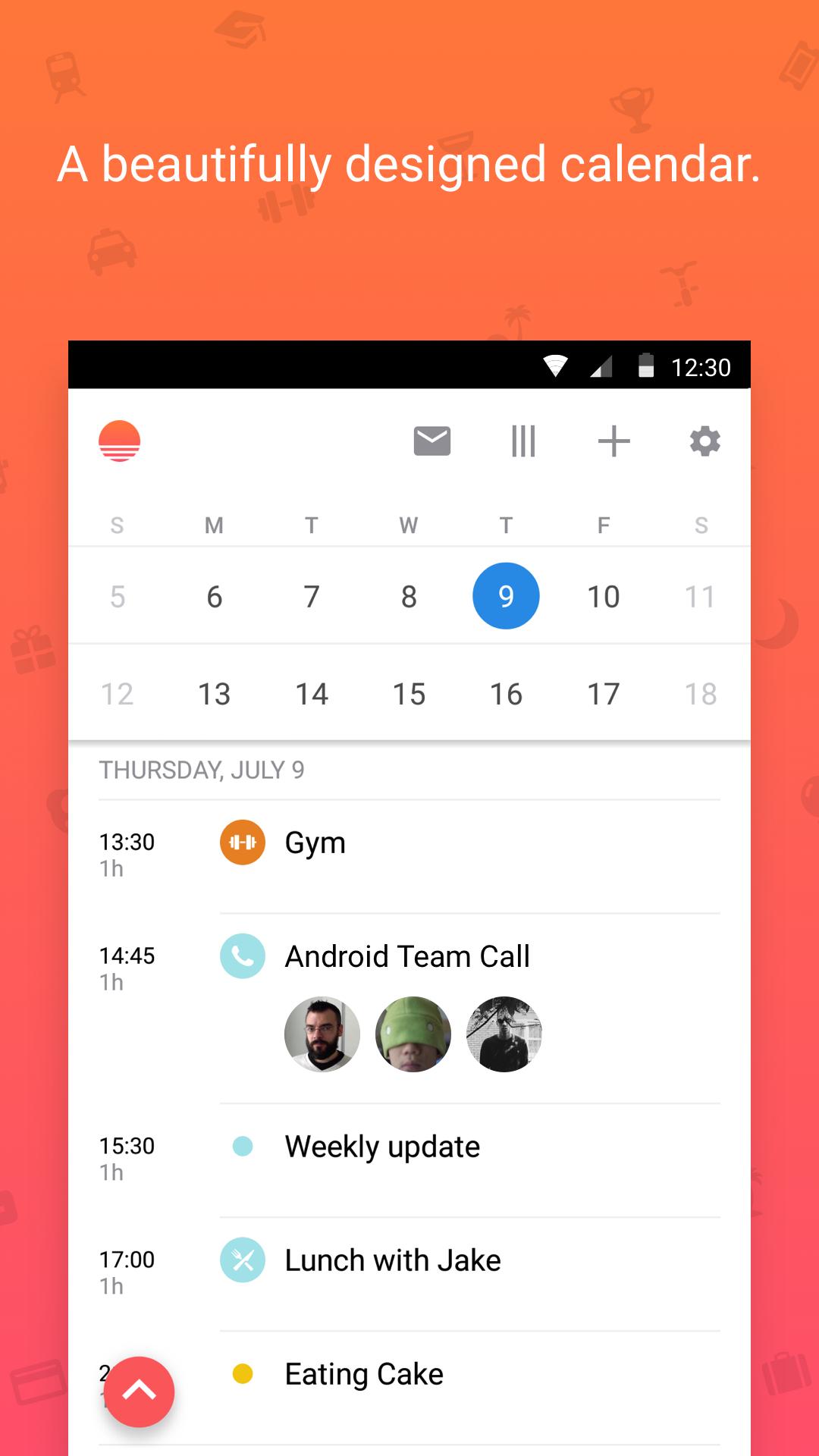 Android application Sunrise Calendar screenshort
