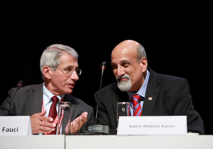 Anthony Fauci, left, director of the National Institute of Allergy and Infectious Diseases in the US, with former ministerial advisory committee chairperson Prof Salim Abdool Karim.