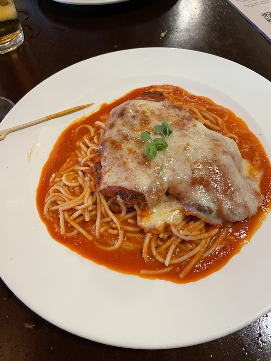 GF chicken Parmesan made in dedicated area