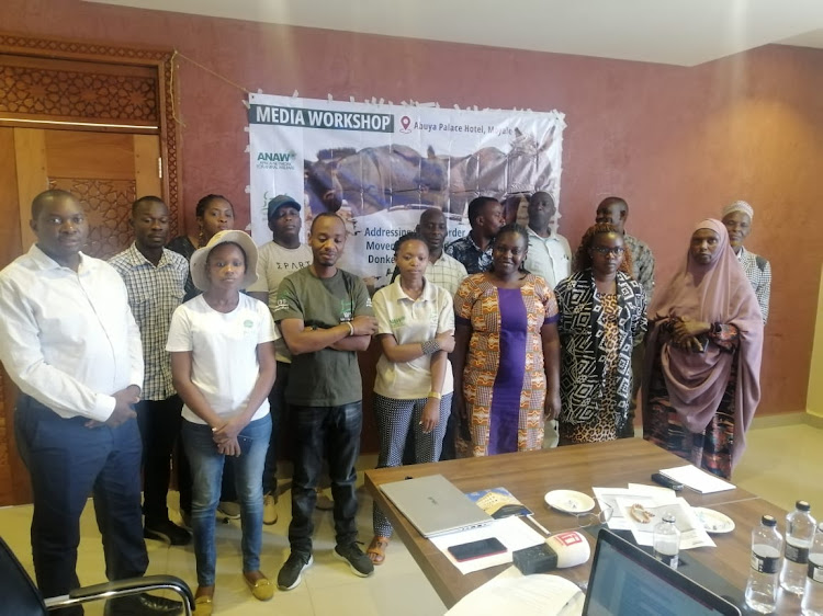 Marsabit media and officials from African Network for Animal welfare pose a photo after a workshop organized by African Network for Animal welfare on Tuesday, March 27, 2024 in Moyale