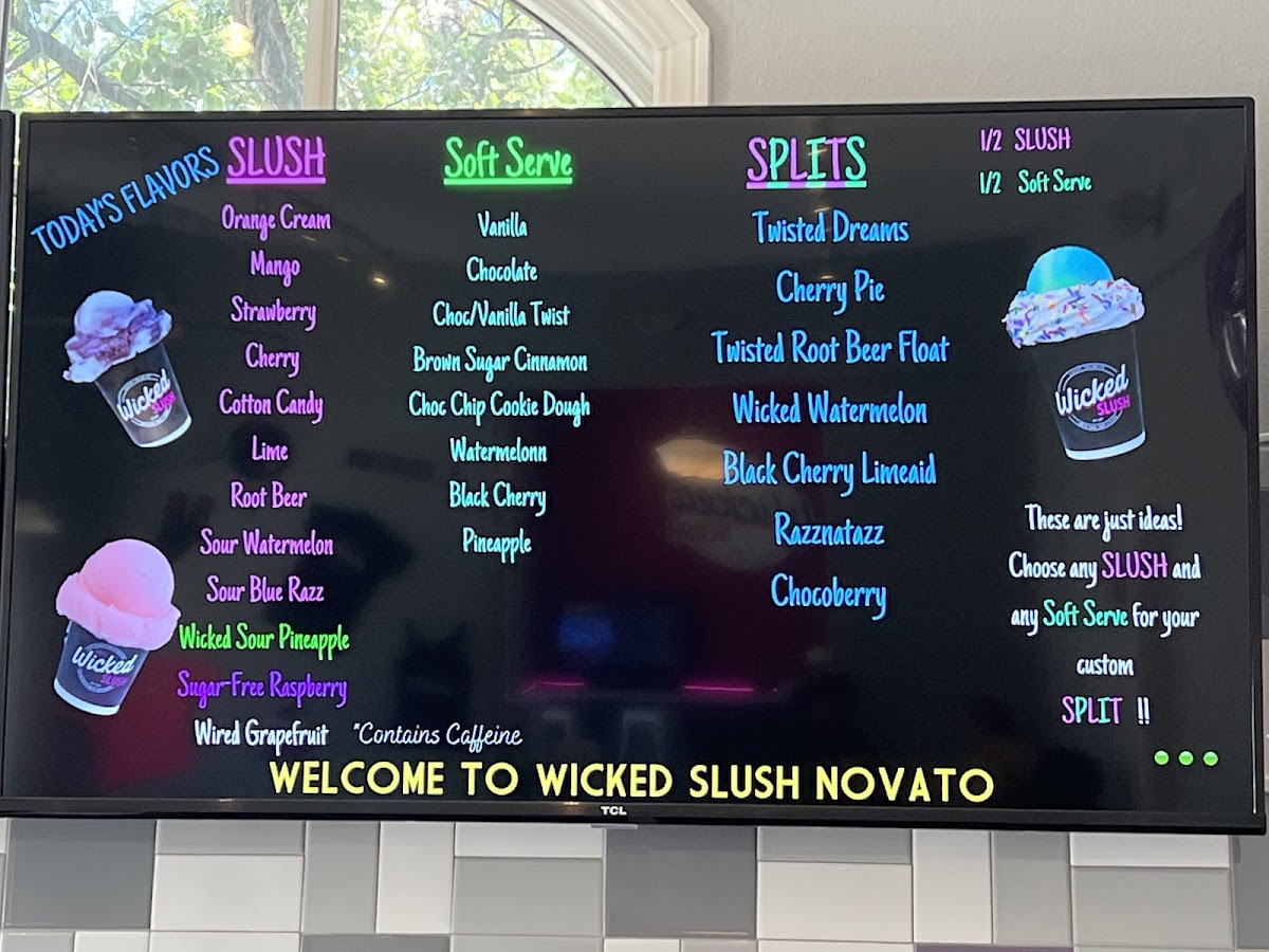 Wicked Slush gluten-free menu