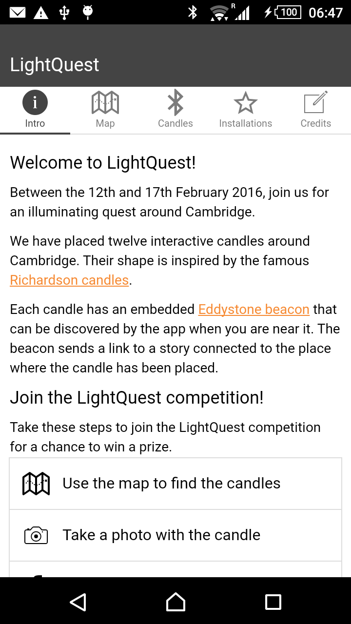 Android application LightQuest screenshort