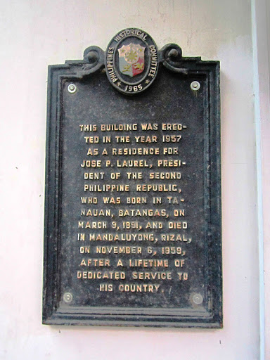 This building was erected in the year 1957 as a residence for Jose P. Laurel, President of the Second Philippine Republic, who was born in Tanauan, Batangas on March 9, 1891, and died in...