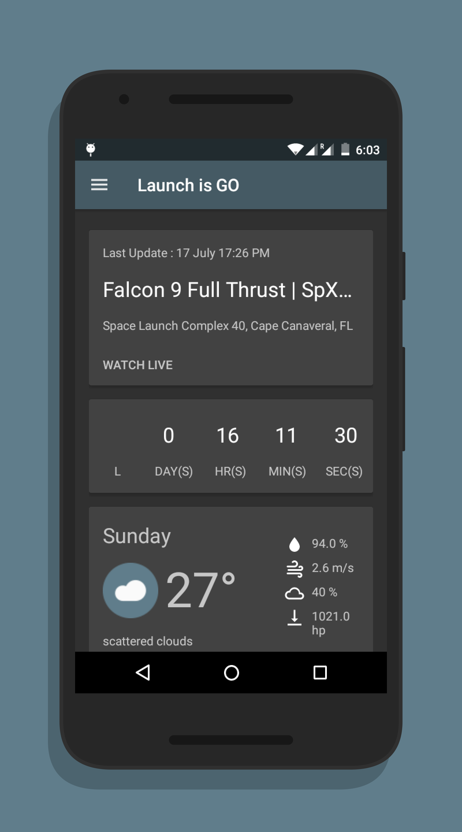 Android application Launch Tracker screenshort