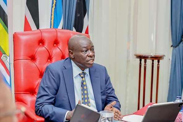 Deputy President Rigathi Gachagua during the joint cabinet committee meeting at his Karen residence on March 12, 2024.