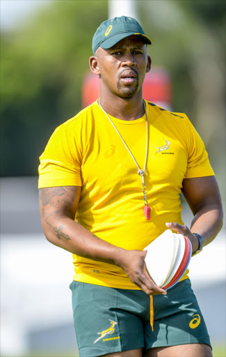 Springbok assistant coach Mzwandile Stick during the South African national rugby team training session at Fourways High School on October 25, 2016 in Johannesburg, South Africa.