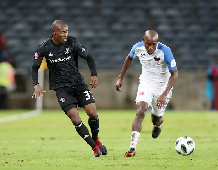 Orlando Pirates' defender Asavela Mbekile in action against Tercious Malepe of Chippa United during the Absa Premiership match on January 8 2019.