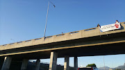 Protesters on a bridge over the N1 in Cape Town on Thursday morning Picture: Tamzen Titus